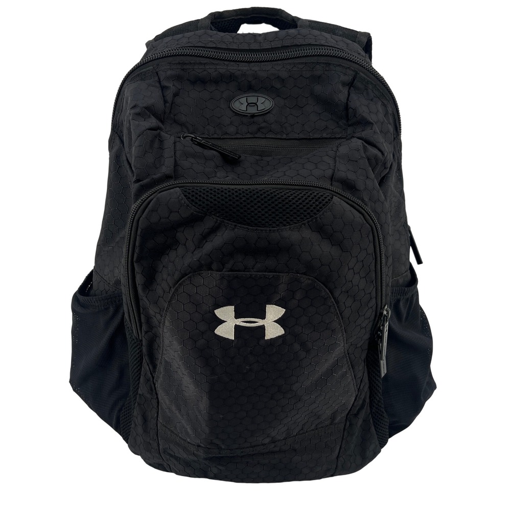 Under Armour Black Hexagon Honeycomb Pattern Backpack School Gym Laptop Sleeve